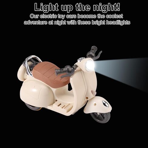 Mini Scooter Toy, Interactive Model Doll Car Accessories with Music and Light Toy Vehicle for Dolls Motorcycle Rotating Desktop Decoration Ornament in Saudi Arabia