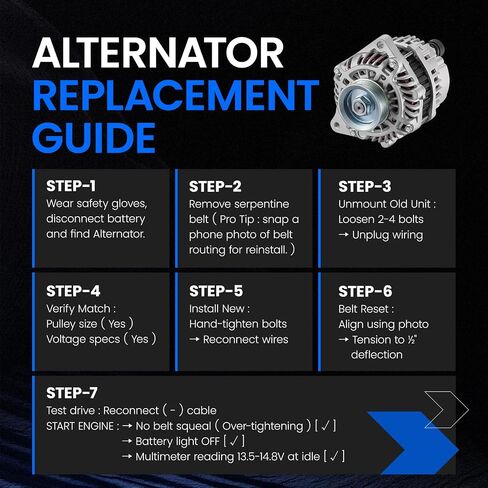 Alternator Compatible with Honda Civic 2001-2005 1.7L L4, Compatible with Acura EL 2001-2005 L4 1.7L, 70AMP 13893N 06311PLM505RM 31100-PLM-A01A02 02RM AHGA50 64 400-48035 90-27-3268 A005TA6991A in Saudi Arabia