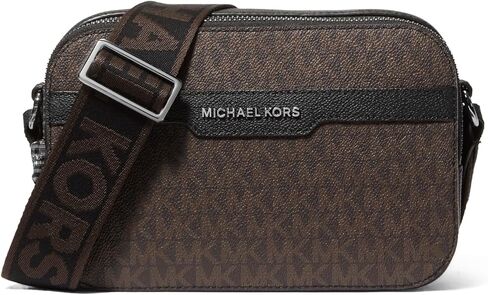 Michael Kors Hudson Double Zip Camera Bag, Light Gunmetal Hardware/Black Signature in Saudi Arabia
