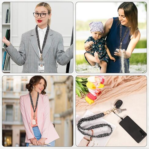 Prudiut Scrunchie Lanyard لشارات الهوية ، المعلم القابل للتراجع الحبل Lanyards الأسود Scrunchie Lanyard مع حامل الهوية للنساء in Kuwait