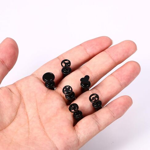 Aroncent 12PCS Stainless Steel Fake Tapers Mens Earrings Illusion Tunnel Cheater Piercing Jewelry Fake Gauge Fake Earrings Spike Stud Earrings Set for Men Women in Kuwait