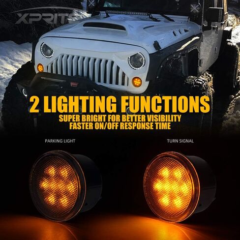 مجموعة مصابيح إشارة الانعطاف والعلامات الجانبية من Xprite المدخنة متوافقة مع 2007-2018 Jeep Wrangler JK JKU Unlimited، JK LED Blinker، Amber in Saudi Arabia