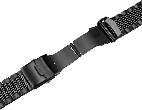 Stainless Steel Watch Band 18mm 20mm 22mm 24mm Solid Mesh Watch Bands Silver Black Metal Watch Bracelet Deployment Buckle Brushed Polished Strap for Men Women in Kuwait