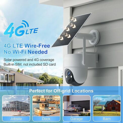 كاميرا أمان شمسية خلوية من Apone 4G LTE، لا توجد كاميرا أمان WiFi في الهواء الطلق، عرض 360 درجة، رؤية ليلية ملونة 2K، كشف الحركة، صوت ثنائي الاتجاه، تنبيهات الحركة، بطاقة SIM مدمجة (حزمة 4 كاميرات) in Saudi Arabia