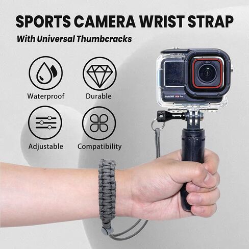 Camera Wrist Strap, Quick Release Adjustable Lanyard with holey Aluminum Alloy Thumbscrews Screw for GoPro Hero, Insta 360, Ace Pro, DJI osmo Cameras, Selfie Sticks（Black） in Saudi Arabia