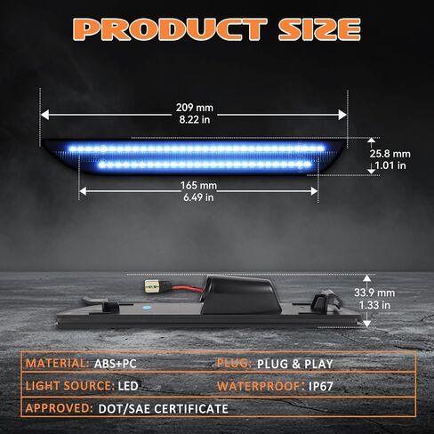Dynamic Rear Side Marker Lights Compatible With 2015-2023 Ford Mustang Assembly, Side Bumper Marker Reflectors Lamp, Dual Rows Driver & Passenger Side Bumper Lights, Green Smoked Lens 2PCS in Kuwait