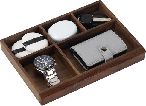MultiBey Acacia Wood Valet Tray Nightstand Organizer, Wooden Valet Trays for Men Women, Wood Desk Organizer Drawer, EDC Essentials Catchall Tray for Phones, Watch, Pens, Keys in Kuwait
