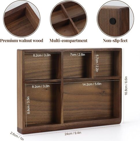 MultiBey Acacia Wood Valet Tray Nightstand Organizer, Wooden Valet Trays for Men Women, Wood Desk Organizer Drawer, EDC Essentials Catchall Tray for Phones, Watch, Pens, Keys in Kuwait