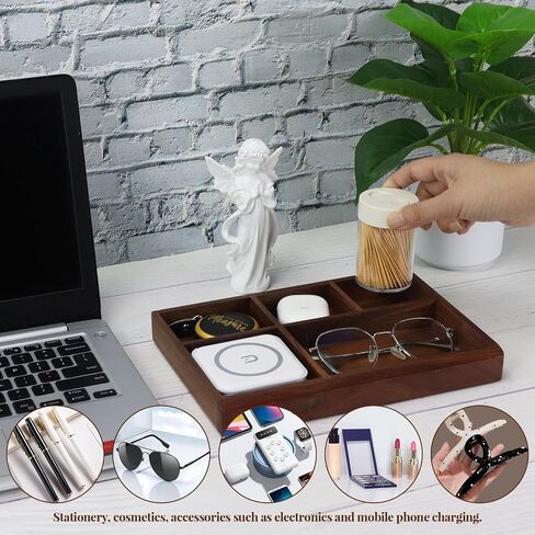 MultiBey Acacia Wood Valet Tray Nightstand Organizer, Wooden Valet Trays for Men Women, Wood Desk Organizer Drawer, EDC Essentials Catchall Tray for Phones, Watch, Pens, Keys in Kuwait