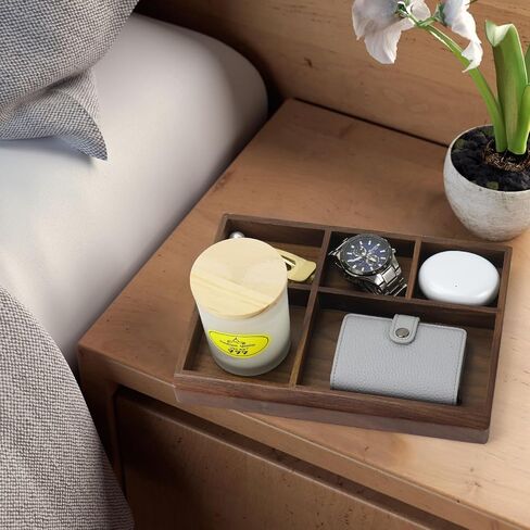 MultiBey Acacia Wood Valet Tray Nightstand Organizer, Wooden Valet Trays for Men Women, Wood Desk Organizer Drawer, EDC Essentials Catchall Tray for Phones, Watch, Pens, Keys in Kuwait