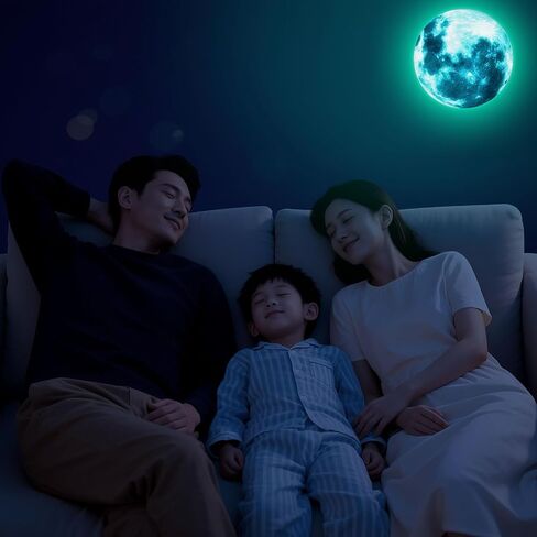 uxcell Glow in The Dark Moon Sticker for Ceiling, 40cm Luminous Ceiling Wall Decor Stickers Glowing Moon Decals Stickers for Children Nursery Bedroom Living Room, Blue in Saudi Arabia