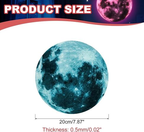 uxcell Glow in The Dark Moon Sticker for Ceiling, 40cm Luminous Ceiling Wall Decor Stickers Glowing Moon Decals Stickers for Children Nursery Bedroom Living Room, Blue in Saudi Arabia
