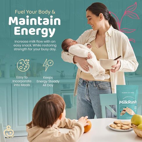Milkrush Lactation Support for Breastfeeding - Oats Seeds & Almond Lactation Drink Mix - Milk Booster for Breastfeeding Superfood Mix with Omega 3, Iron & Calcium - Kosher Certified - 12oz Bag in Saudi Arabia